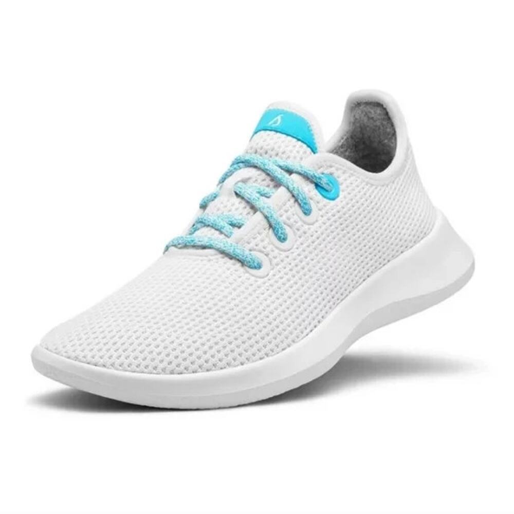 Allbirds x Just Water Limited Edition Tree Runner Shoes Size 9 White Teal Lace